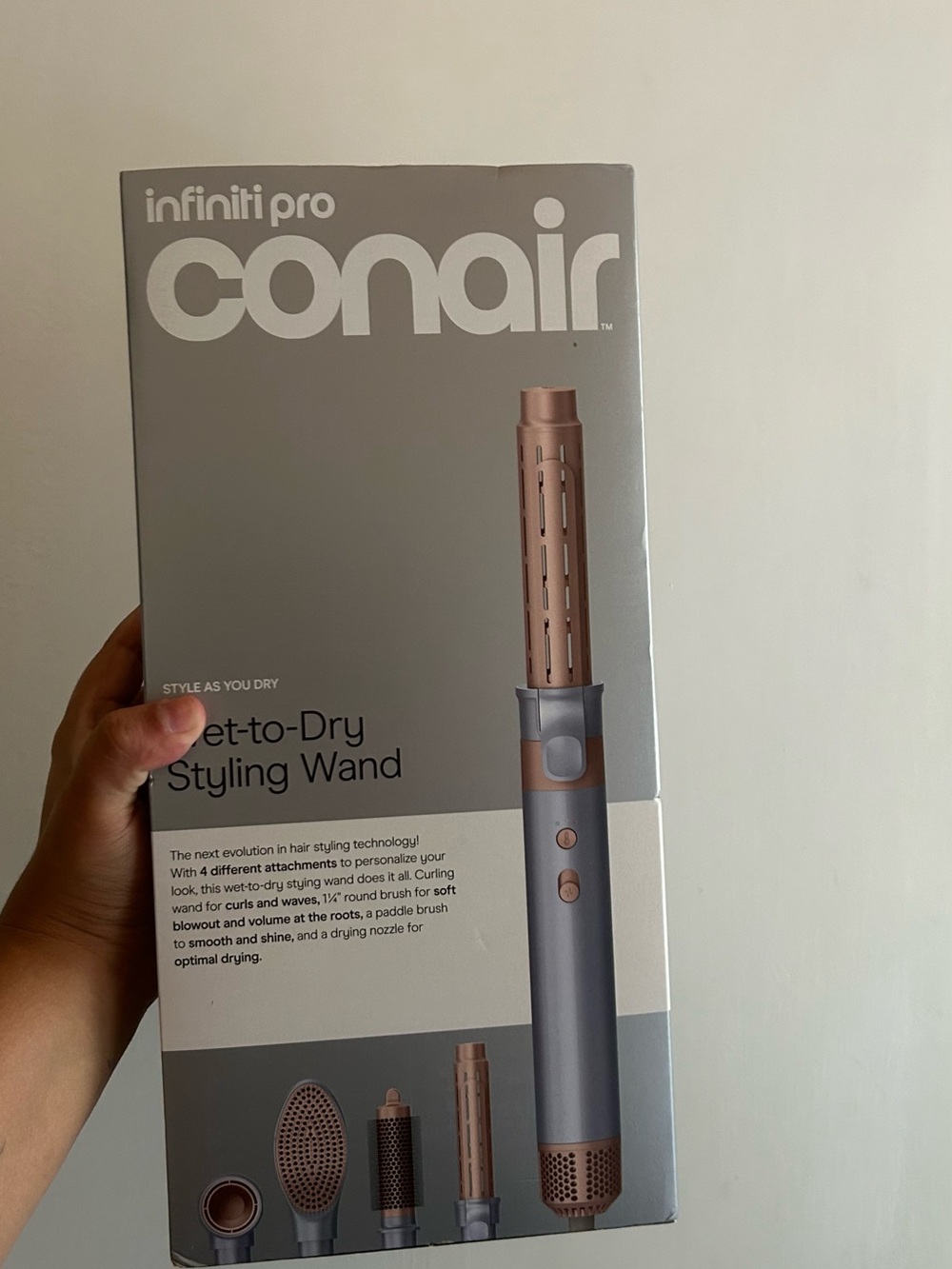 InfinitiPro Wet-to-Dry Styling Wand in Rose Gold/Gray